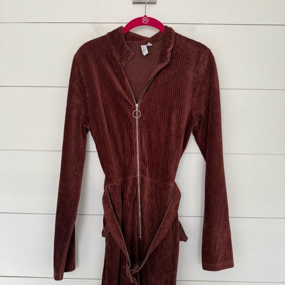 & Other Stories Women’s 10 Maroon Corduroy Belted Jumpsuit